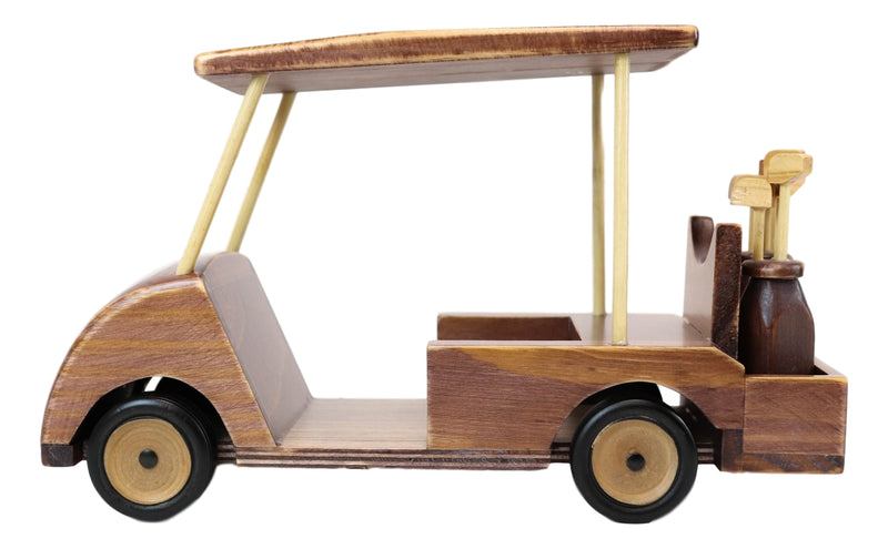 Hand Made Wood Retro Classic Style Golf Cart Pit Car Wine Holder Figurine Decor