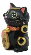 Black Maneki Neko Cat Collector Figurine Japanese Lucky Cat Charm Mao Mao Kitten