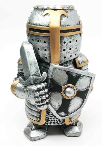 Ebros Doll House Miniature 4.5" Medieval Sword Shield Infantry Sculpture Suit of Armor