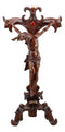 Faux Mahogany Wood Finish Large Jesus Christ Crucifix With Stand Statue 23"Tall