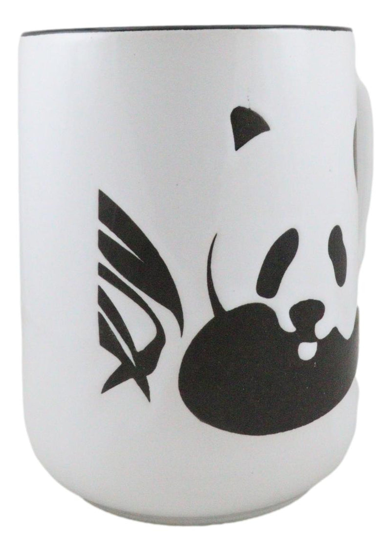 Set of 2 Giant Panda Bear Abstract Silhouette Art Ceramic Coffee Tea Mug Cup