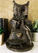 Celtic Goddess Of Fertility Maeve Seated On Throne Statue 11"H Medb Maev Decor