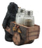 Ebros Black Bear Pushing Vintage Wagon Cart Salt And Pepper Shakers Holder Set