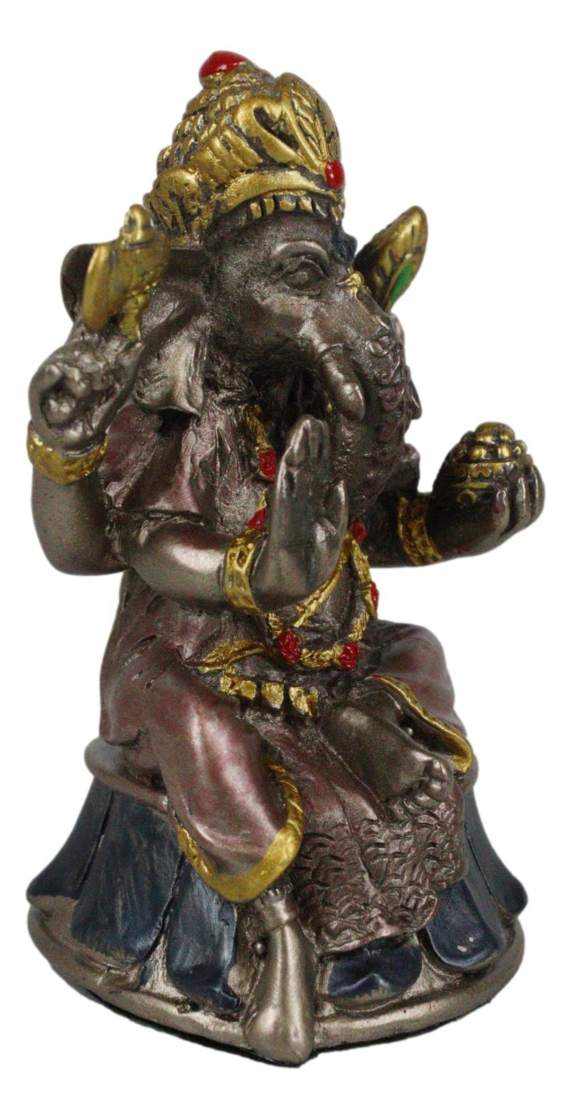 Small Hindu Ganesha Ganapati Hindu Elephant God Sitting On Drum Figurine