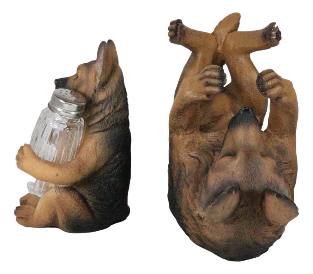 Ebros Dog German Shepherd Wine Holder and Salt Pepper Shakers Holder Set