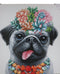 Colorful Hawaiian Pug Puppy With Flowers Canvas Wooden Picture Frame 20"X20"