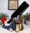 Whimsical Holiday Tipsy Drunk Garden Gnome Sleeping Near Squirrel Wine Holder