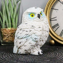 Arctic Ghostlike White Snow Owl Chick Cute Figurine Mini Collectible Sculpture