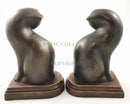 Feline Cat Couple Licking Its Back Bookends Pair Figurine Set of 2 Office Decor