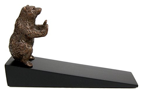 Ebros Gift Brass Metal Grizzly Brown Bear Door Stop Stopper Wedge Home Decor