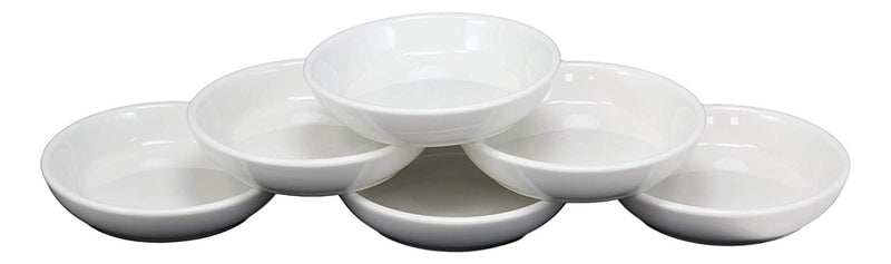 Ebros White Porcelain Contemporary Condiments Soy Sauce Dipping Plate or Dish Set of 6 Great Housewarming Gift Or Party Decor For Sushi Asian Dining Oil Chili Paste Chip Dips Restaurant Supply