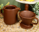 Brown Porcelain Coffee Maker Carafe Pot With Pour Over Dripper Filter Cup Set