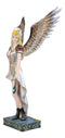Ebros Large Mythical Goddess Tribal Warrior Medicine Fairy with Eagle Head Headdress Statue 14.75" Tall Whimsical Gaia Faerie Pixie Nymph with Ion Blue Magic Wand Fantasy Sculpture