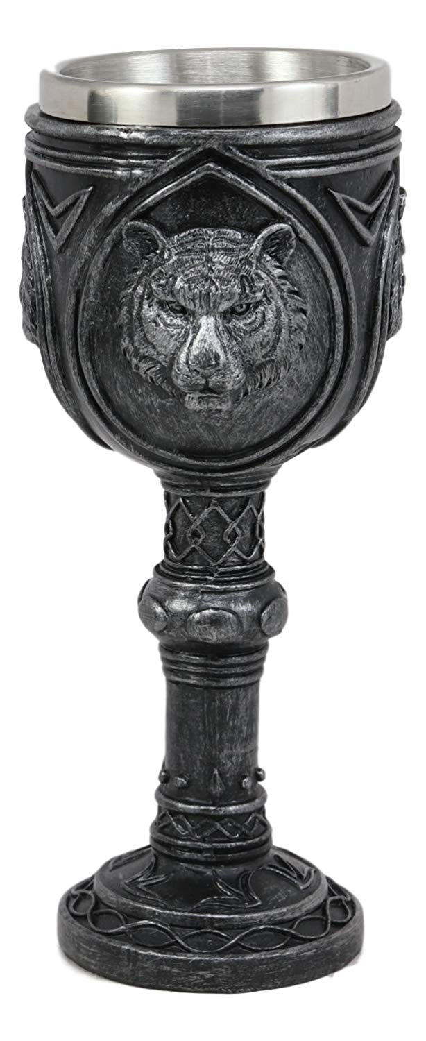 Ebros Brazen Eye Of The Tiger Wine Goblet 7.5"H Jungle Hunter Drinking Chalice