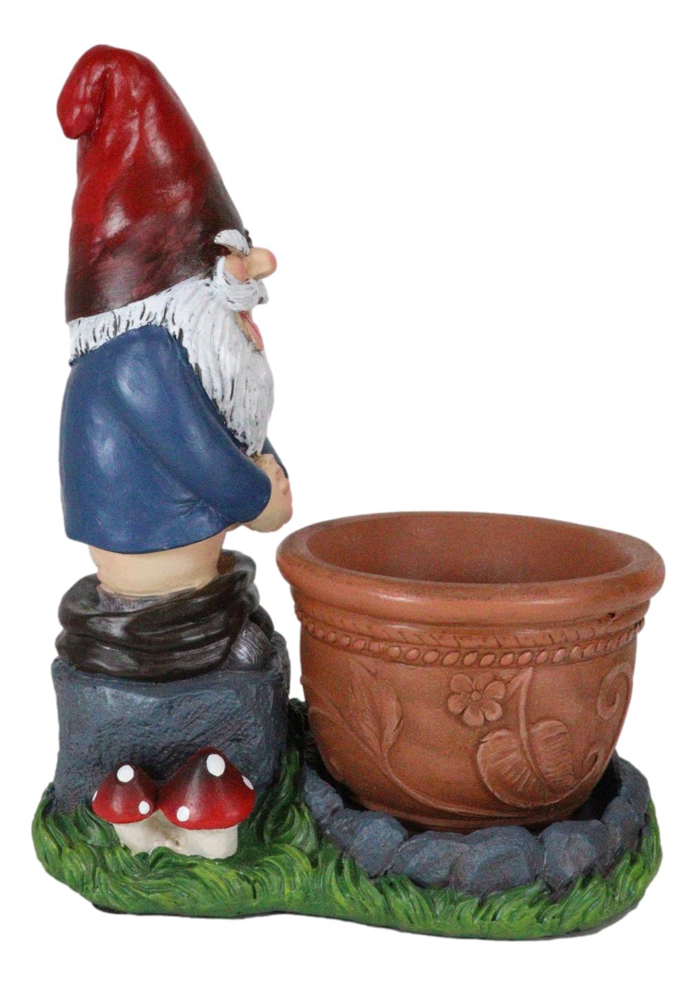Whimsical Garden Naughty Gnome Pants Butt Down Peeing Planter Vase Pot Statue - Ebros Gift