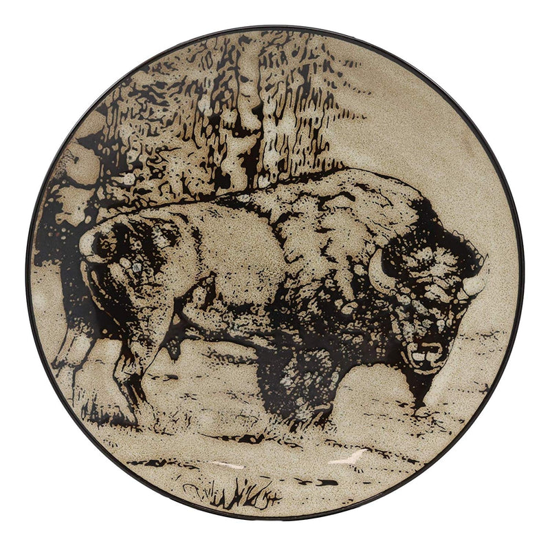 Ebros Grassland Plains Bison Buffalo Round Salad Or Dessert Plate Set of 2 8.5"D