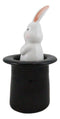 White Rabbit In Black Magician Top Hat Ceramic Salt Pepper Shakers Collectible