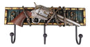 Western Revolver Pistol Barbed Wires Bullet Shells 3-Peg Wall Hooks Plaque