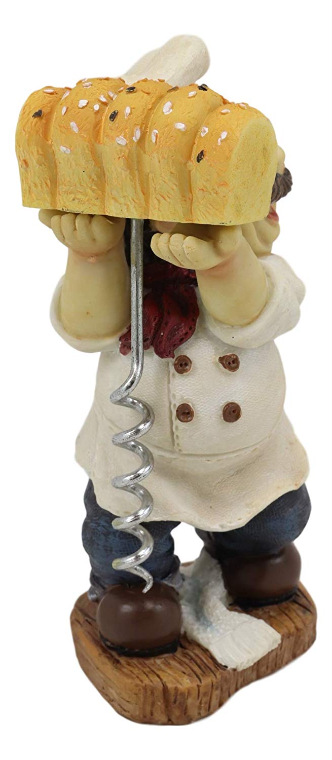 Ebros Gift Whimsical Hand Painted Novelty Corkscrew Wine Bottle Cork Opener Party Hosting Beverage Accessory Home And Kitchen Decor Organizer (Bakery Baguette Chef) - Ebros Gift