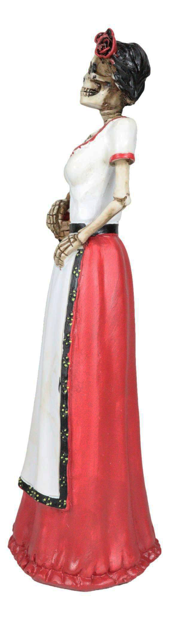 Day of The Dead Traditional Senorita Mexican Lady With Fruit Basket Figurine