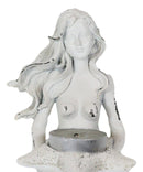 Rustic White Stone Finish Nautical Ocean Mermaid With Shell Candle Wall Sconce