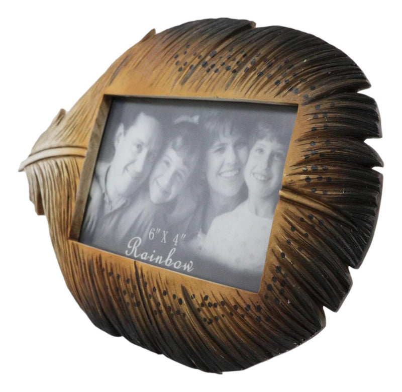 Brown Southwestern Native Indian Butterfly Spotted Feather Picture Frame 4"X6"