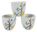 Ebros Japanese Yellow Cherry Blossom Sakura Blossoms Ceramic Tea Pot & 4 Cups