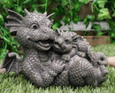 Ebros Garden Dragon Family Mommy and Me Time Statue 8" Long Cute Baby On Mother's Bosom Dragons Faux Stone Resin Finish Figurine Fantasy Home Decor