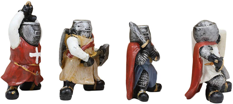 Ebros Medieval Knights Crusaders with Swords Axe & Shield Figurine Set of 4