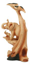 Wildlife Elephant Father With Calf In Savanna Scenery Statue Faux Wood Resin