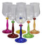 Italian Set of 6 Beveled Champagne Wine Glasses With Infused Colorful Stems