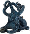 Ebros Nautical Coastal Ocean Blue Octopus Wine Holder 8"Wide Cephalopod Giant Creature Kraken Wine Caddy Figurine Statue Figurine