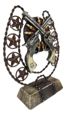 Ebros Cast Iron Cowboy Horseshoe Western Stars Dual Revolver Pistols Bullets Figurine