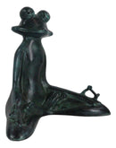 Ebros Verdi Aluminum Meditating Yoga Frog Garden Statue 11.5"H Inner Peace