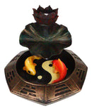 Feng Shui Padma Lotus Basin Yin Yang Koi Fishes Backflow Incense Cone Burner