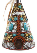 Southwestern Indian Teepee Hut Dreamcatcher Feathers Turquoise Rocks Table Lamp