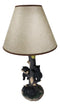 Rustic Forest Climbing 3 Black Bear Cubs On Tree Getting Beehive Table Lamp