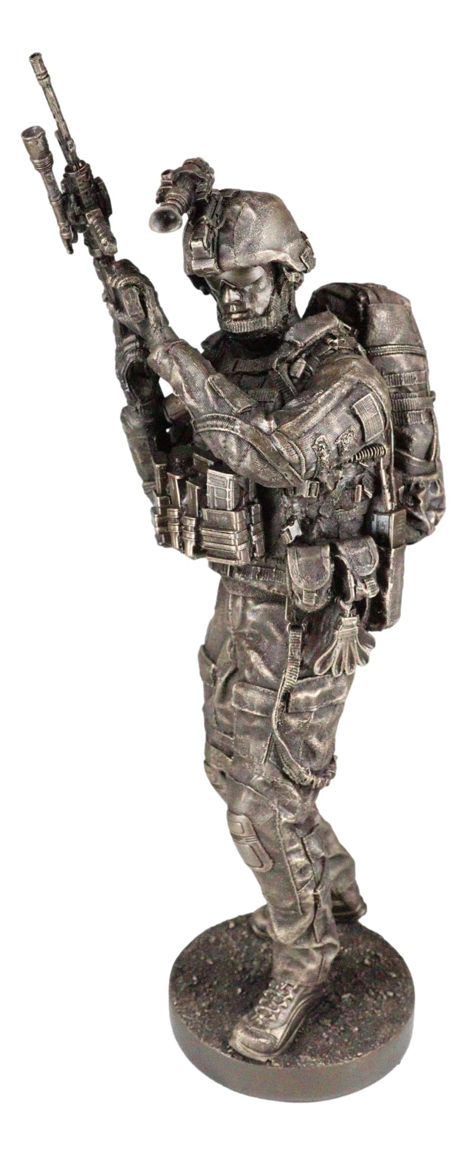 Large Modern Warfare Infantry Statue 14"H Military Rifle Unit Soldier Figurine