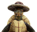 Ebros Slow Seasons Camping Turtle With Wicker Hat Salt And Pepper Shakers 7"H