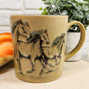 Ebros Rustic Western Wild Running Horses Abstract Art Coffee Tea Drinking Mug