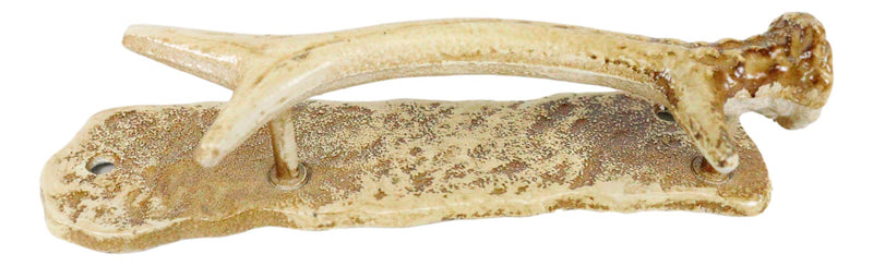 Ebros Set of 2 Western Rustic Speckled Deer Antlers Door Pull Handle Hardware Bars