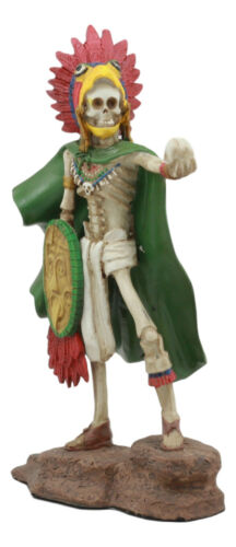 Tenochtitlan Aztec Eagle Warrior Skeleton Statue Day of The Dead Skull Phantom - Ebros Gift