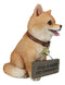 Adorable Pet Pal Pomeranian Puppy Dog With Jingle Collar And Plank Sign Statue