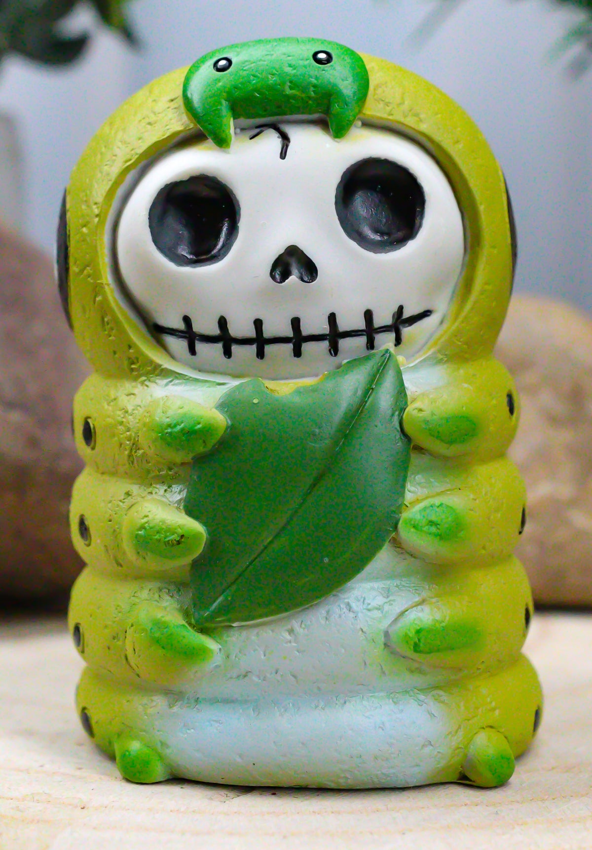 Furrybones Inch The Leaf Caterpillar Skeleton Monster Sit Up Ornament Figurine - Ebros Gift
