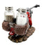Old Retro Red Chopper Motorcycle Bike Glass Salt Pepper Shakers Holder7.5"L
