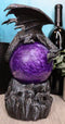 Ebros Twilight Dragon Resting On Purple Sandstorm Glass Ball Statue Sound Sensor Decor