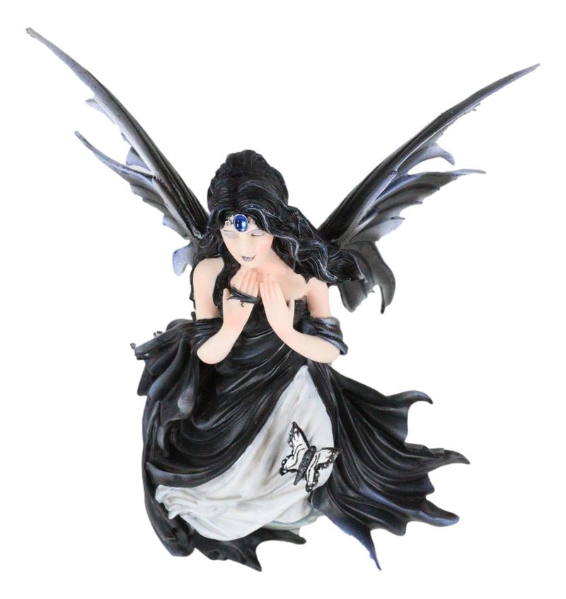 Fantasy Gathering Storm Gothic Fairy Sitting On Bubble Moon Glass Ball Statue