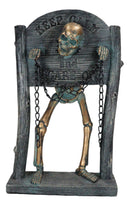 Grinning Skeleton Prisoner Chained At Pillory Keep Calm Scare On Sign Figurine