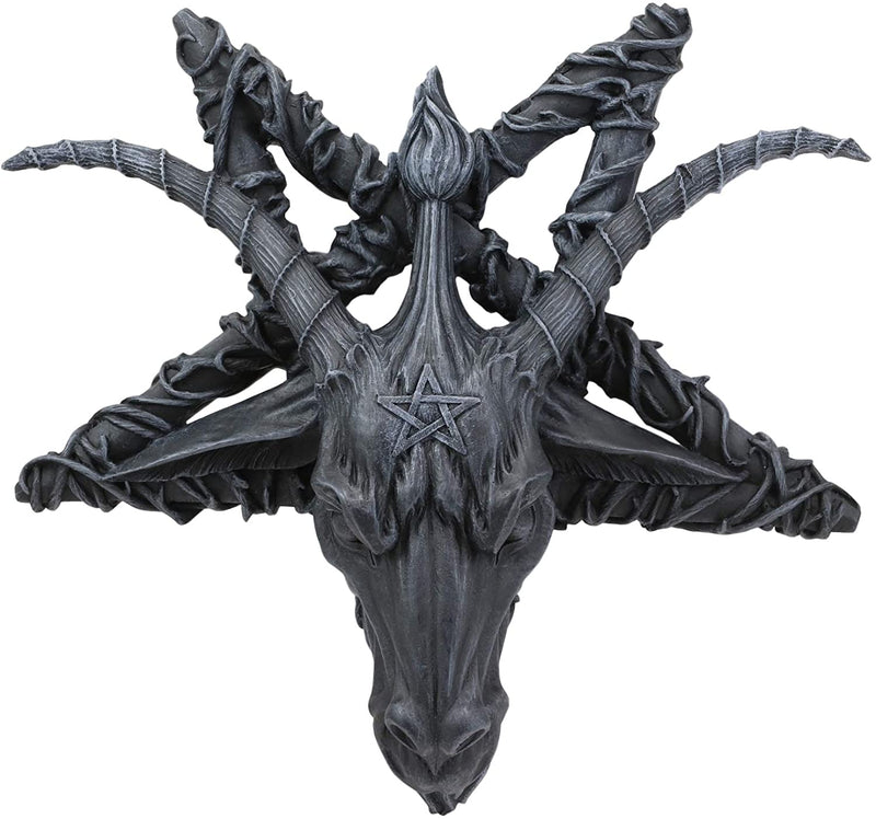 Ebros Baphomet Head On Inverted Pentagram Star Hanging Wall Decor Plaque 10.5" W