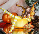 Ebros Amy Brown Collection Autumn Fall Pumpkin Spice Tea Cup Fairy Figurine Fantasy Decor Statue